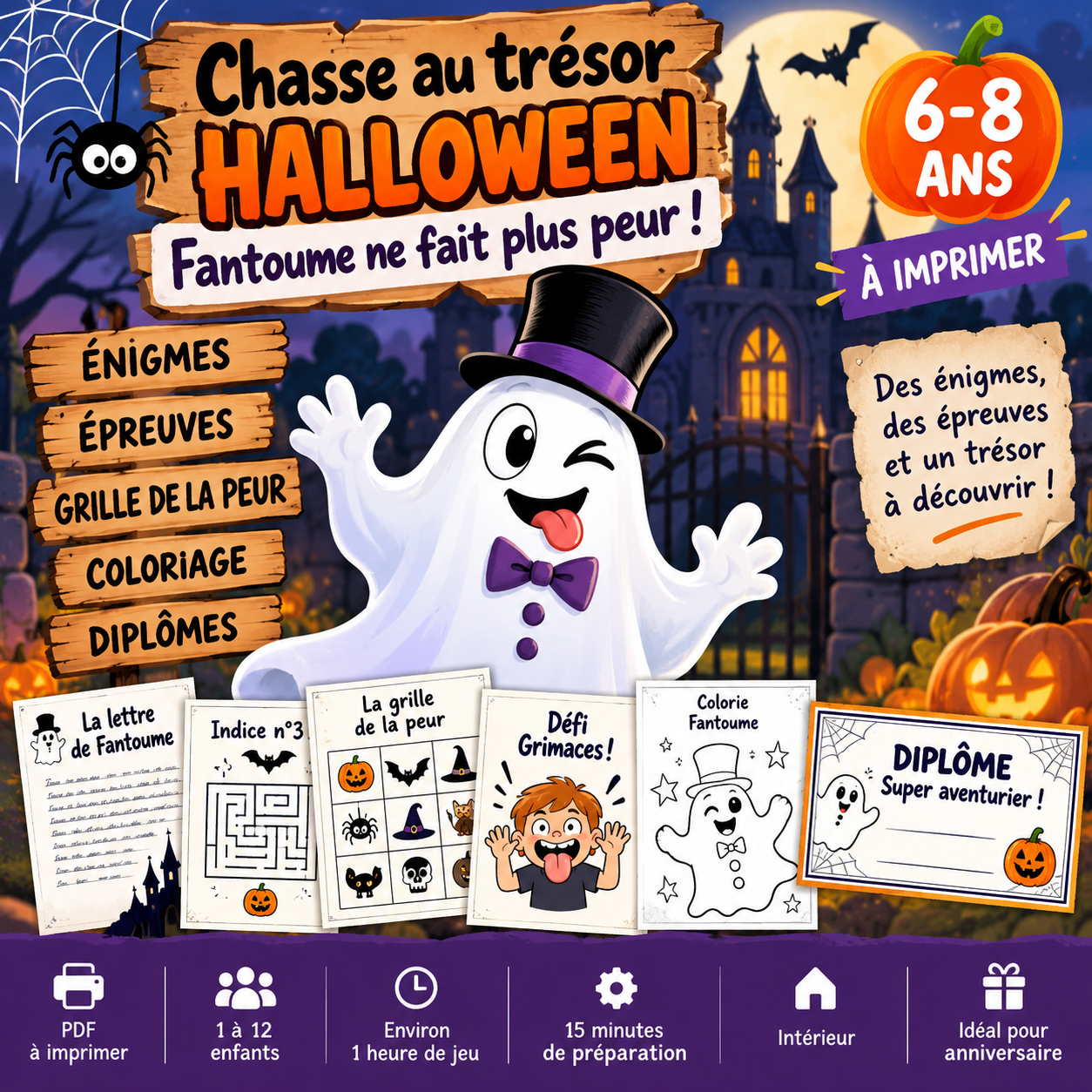 Chasse au trésor Halloween à imprimer – 6 à 8 ans | Fantoume ne fait plus peur